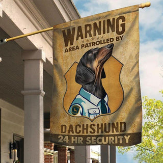 Dachshund American Warning Area Patrolled by Dachshund 24H HR Security US FLag LN