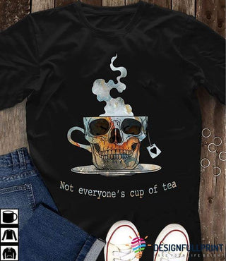 Skull Gift Skull A Cup Of Tea Black TShirt CH