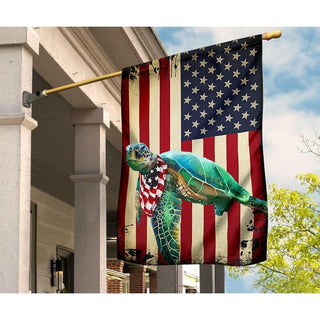 Gift For Turtle Lover Blue Turtle Ocean American US Flag LN