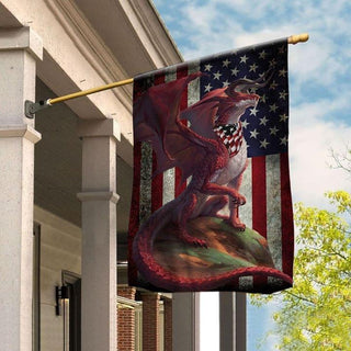 Gift For Dragon Lover Dragon Red Dragon Brave American US FLag LN