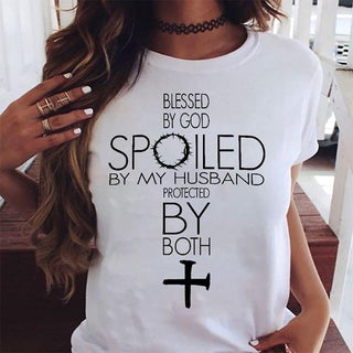 Bless By God Spoiled By My Husband Protected By Both Tshirt HG