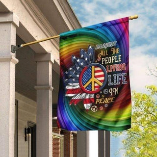 Gift For Hippie Rainbow Peace Flag Living In Peace Hippie Symbol Imagine All the People US FLag LN