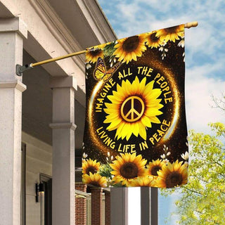 Gift For Hippie Sunflowers Imagine All The People Living In Peace Everything Is Gonna Be Alright Peace Hippie Symbol Imagine All the People US FLag LN