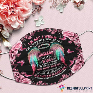 Husband In Heaven  Im Not A Window Im A Wife To A Husband With Wings  Face Mask 3 Pack HG Cloth Mask