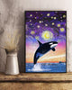 Beautiful Killer Whale Orca Taking Leap At Starry Night Wall Art Canvas PA