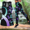 Gift For Butterfly Lover Butterfly Teal And Purple Ribbon Teal Cancer Color Meaning Suicide Prevention Suicide Awareness Tank Top And Leggings Set HG