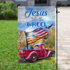 Gift For Christian Jesus Take The Wheel American Flag Christ Jesus Flag Gold Cross God Flag One Nation Under God US FLag LN