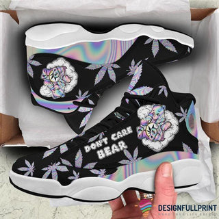 Skull Gift Gift For Stoner Gift For Hippie Hologram Don t Care Bear Bud Skull JD 13 Shoes Weed Sneaker HG