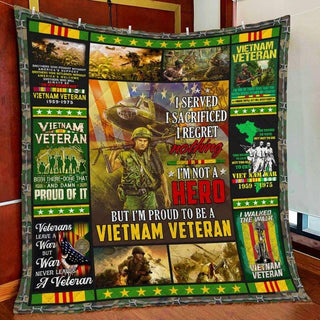 Gift For Veteran Lover Gift For Army I Served I Sacrificed I Regret Nothing I am A Vietnam Veteran Blanket Fleece Blanket Quilt Vietnam Veteran Army Blanket LN