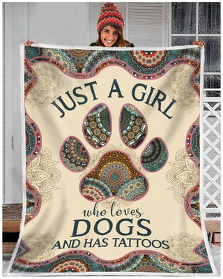 Just A Girl Who Love Dogs Dog And Tattoos Blanket and Quilt Blanket HG Gifts For Dog Lovers