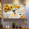 Be Still And Believe In God Bible Verse Hummingbird Sunflower Horizontal Wall Art Canvas