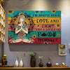 I Am Mostly Peace Hippie Meditation Girl Colorful Wooden Texture Wall Art Canvas PA