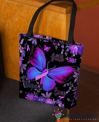 Gift For Butterfly Lover Butterfly Faith Hope Love Breast Cancer Awareness Pink Ribbon Tote Bag HG
