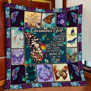 Gift For Butterfly Lover Butterfly December Girl Blanket Fleece Blanket Quilt Blanket LN