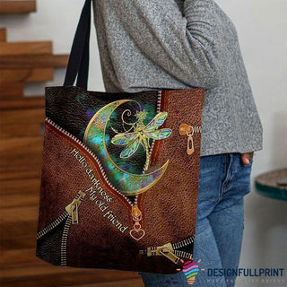 Gift For Dragonfly Lover Gift For Hippie Hello Darkness My Old Friend Moon Dragonfly Tote Bag HG