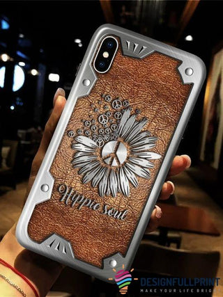Gift For Hippie Leather And Iron Print Hippie Phone Case HG