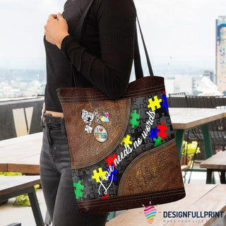 Love Need No Words I Love Someone With Autism Tote Bag HG Autism Gift