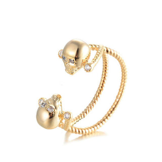Gold Color  Rock Punk Skull Open Rings