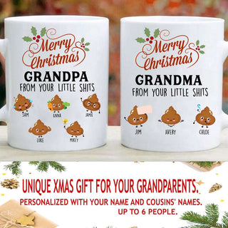 Gift For Grandpa Merry Xmas Grandpa From Your Little Shits Personalized Mug