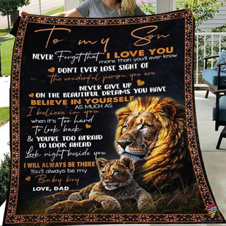 Gift For Dad New To My Son Lion Blanket Father To Son Blanket Lion To My Son Sherpa and Quilt Blanket HG