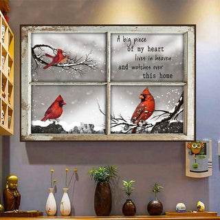 A Big Piece Of My Heart Live In Heaven Red Cardinals On The Snow Poster LH Memorial Gifts