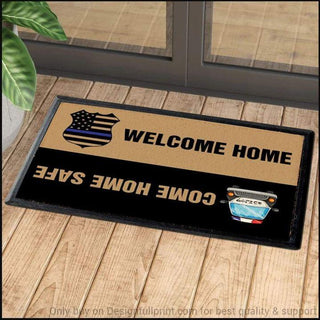 Gifts for Police Officers Welcome Home Come Home Safe Police Blueline Doormat HG