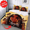 Black Pride Gift For Butterfly Lover Girl With Curly Hair African American Black Queen Black Girl With Butterfly Custom Name Bedding Set HG Black And Proud 365