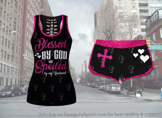 Blessed By God, Spoiled By My Husband Tank and Short Set