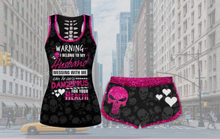 Pink Warning I Belong To My Husband Tank and Shorts Set