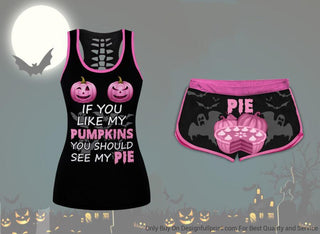 If You Like My Pumpkins You Should See My Pie Pumpkin Pie Tank Shorts Halloween Set