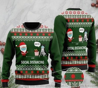 Santa And Dog 6 Feet Social Distancing Sweater HG