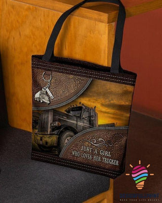 Gift For Trucker Trucker Girl Friend Trucker Wife Une Fille Qui Aime Son Camionneur Tote bag HG