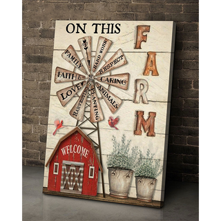 On This Farm We Do Family Faith Love Farm Family Link Wall Art Canvas PA Gift For Farmer