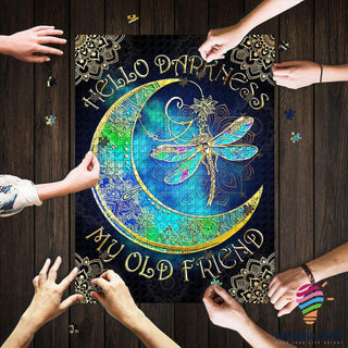 Gift For Dragonfly Lover Beautiful Dragonfly Mandala Moon Puzzle Jigsaw Puzzle LN