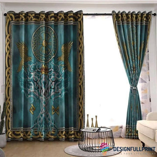Gift For Viking Lover Yggdrasil And Bird Viking Curtain HG