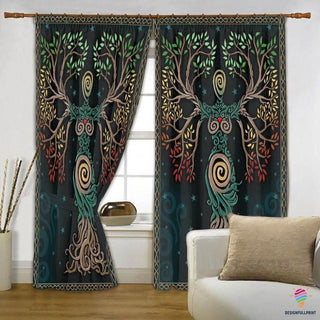 Gift For Viking Lover Viking Tree Life Curtain LN