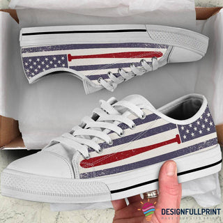 America Flag Tie LowTop Canvas Shoes NHD