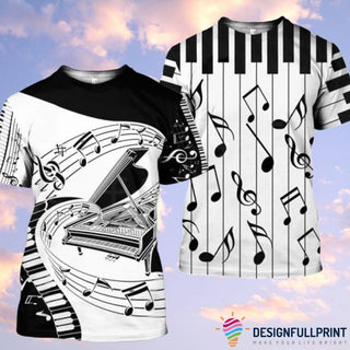 Piano Music Notes Batwing T Shirt LH Gift For Piano Lover