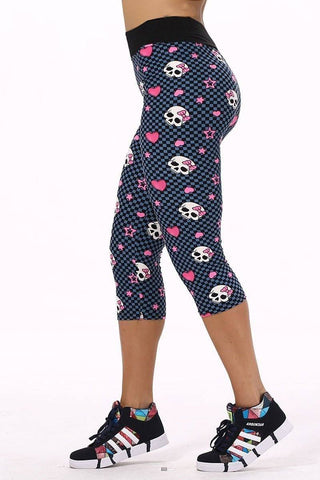 Workout Capri Skull Leggings - designfullprint