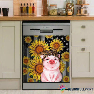 Gift For Hippie Lovely Pig With Sunflower Decor Dishwasher Cover LH Gift For Farmer