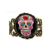 Sugar Skull Glass Cabochon Choker Ring