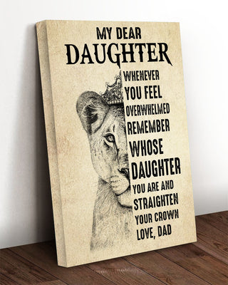 Gift For Dad Dear My Daughter Dad Daughter Strong Bond Gift For Daughter Baby Lioness Wall Art Canvas PA