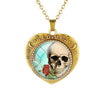 Glass Domed Heart Shape Love Skull Necklaces