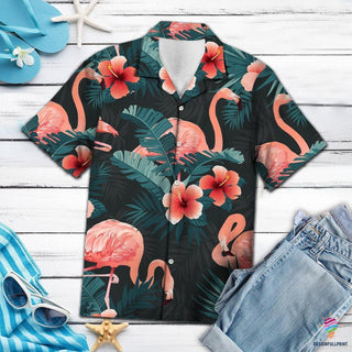 Flamingo Hawaii Shirt Button Shirt NH