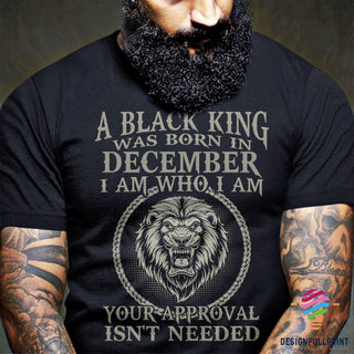 Black Pride A Black King Was Born In December I Am Who I Am Your Approval Is Not Needed T-Shirt HG