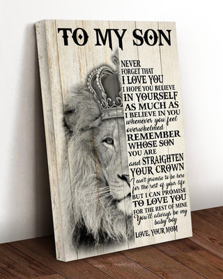 To My Son Lion King Lion Child Family Link Family Family Gift Wall Art Canvas PA