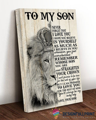 To My Son Lion King Lion Child Family Link Family Family Gift Wall Art Canvas PA