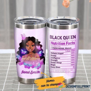 Black Pride Black Queen Nutrition Facts Personalized Tumbler Black And Proud 365