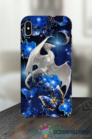 Gift For Butterfly Lover Gift For Dragon Lover White Dragon And Butterfly Print Phone Case LN