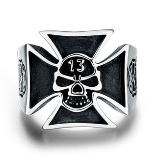 Stainless Steel Cross Skull Black Rings